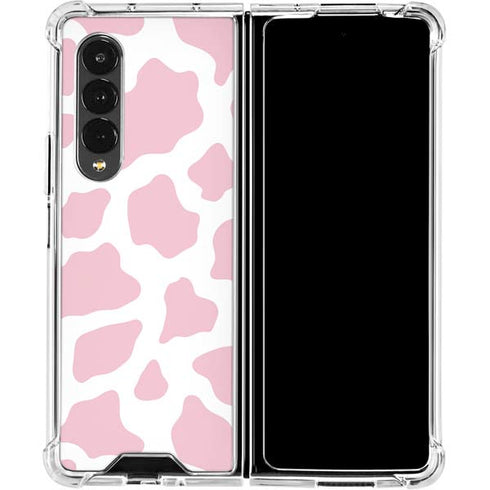 Pink Cow Print Galaxy Z Fold4 5G Clear Case